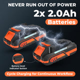 KEYBOAA 21V Brushless Power Drill Set / 660 In-lbs (75N.m) High Torque / 1/2" Metal Keyless Chuck / 2-Speed with 2 Batteries